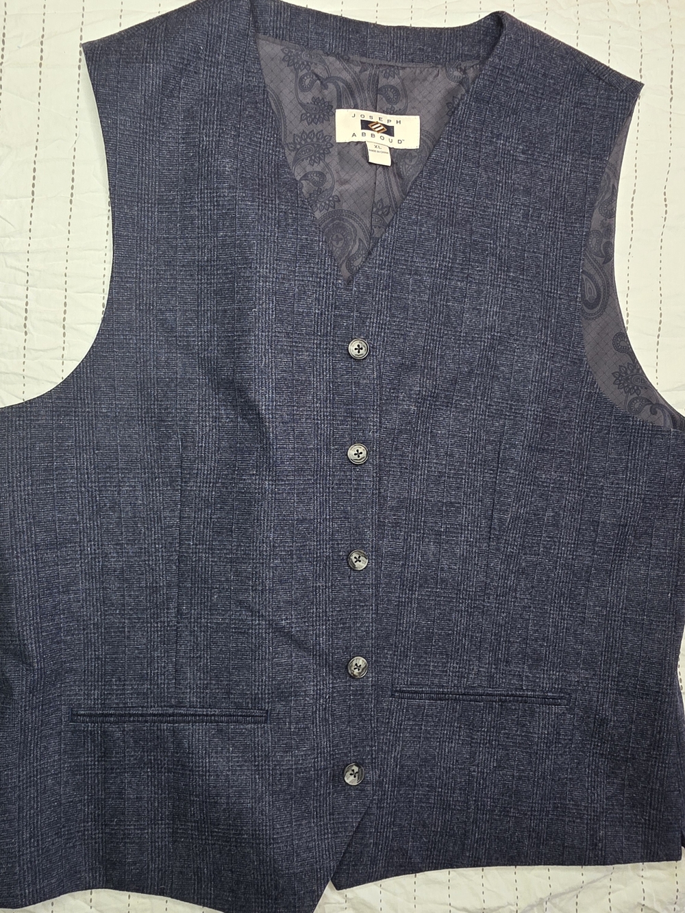 Joseph Abboud Wool Blend Plaid Vest | XL Formal Academia Grandpacore